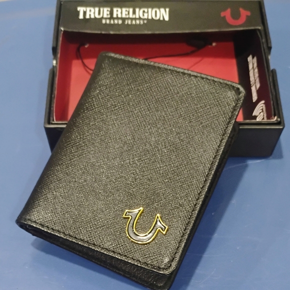 TRUE RELIGION Card Holder Wallet Case Gold Logo GENUINE Leather BRAND-NEW w/tags - Picture 13 of 13